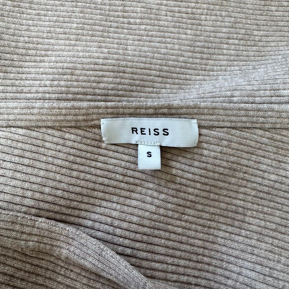 Reiss Lorna Asymmetric Draped Knitted Off Shoulder Jumper Sweater in Stone Small - Picture 8 of 11